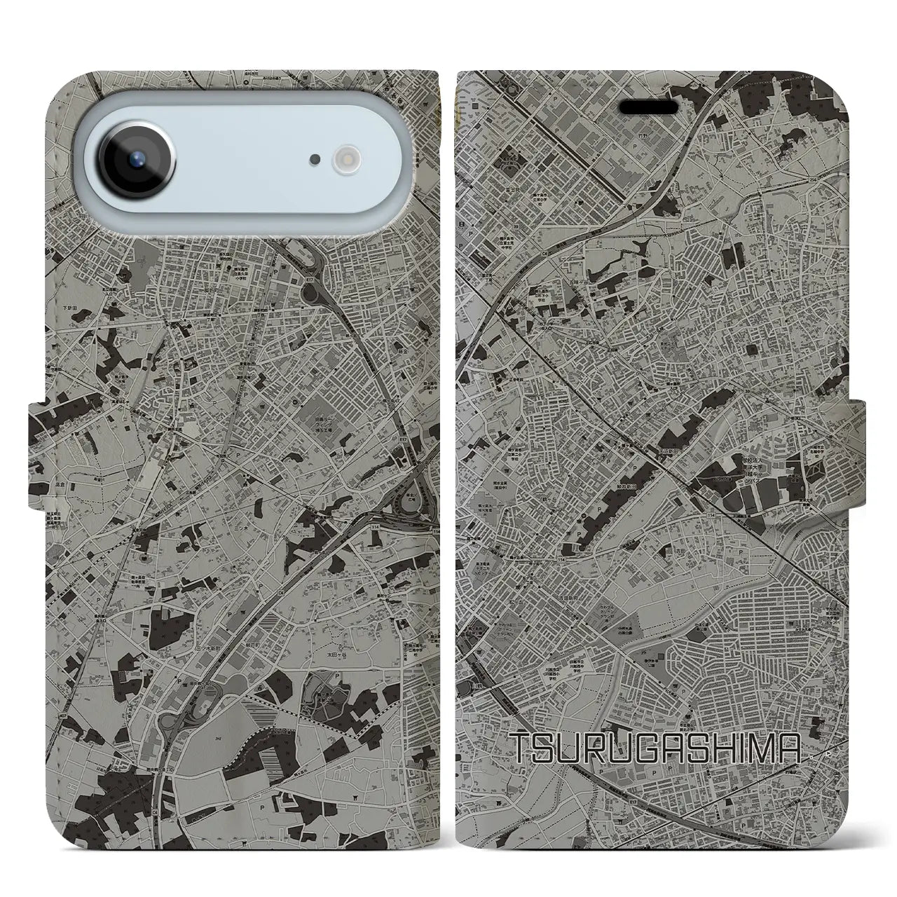 【鶴ヶ島（埼玉県）】地図柄iPhoneケース（手帳タイプ）