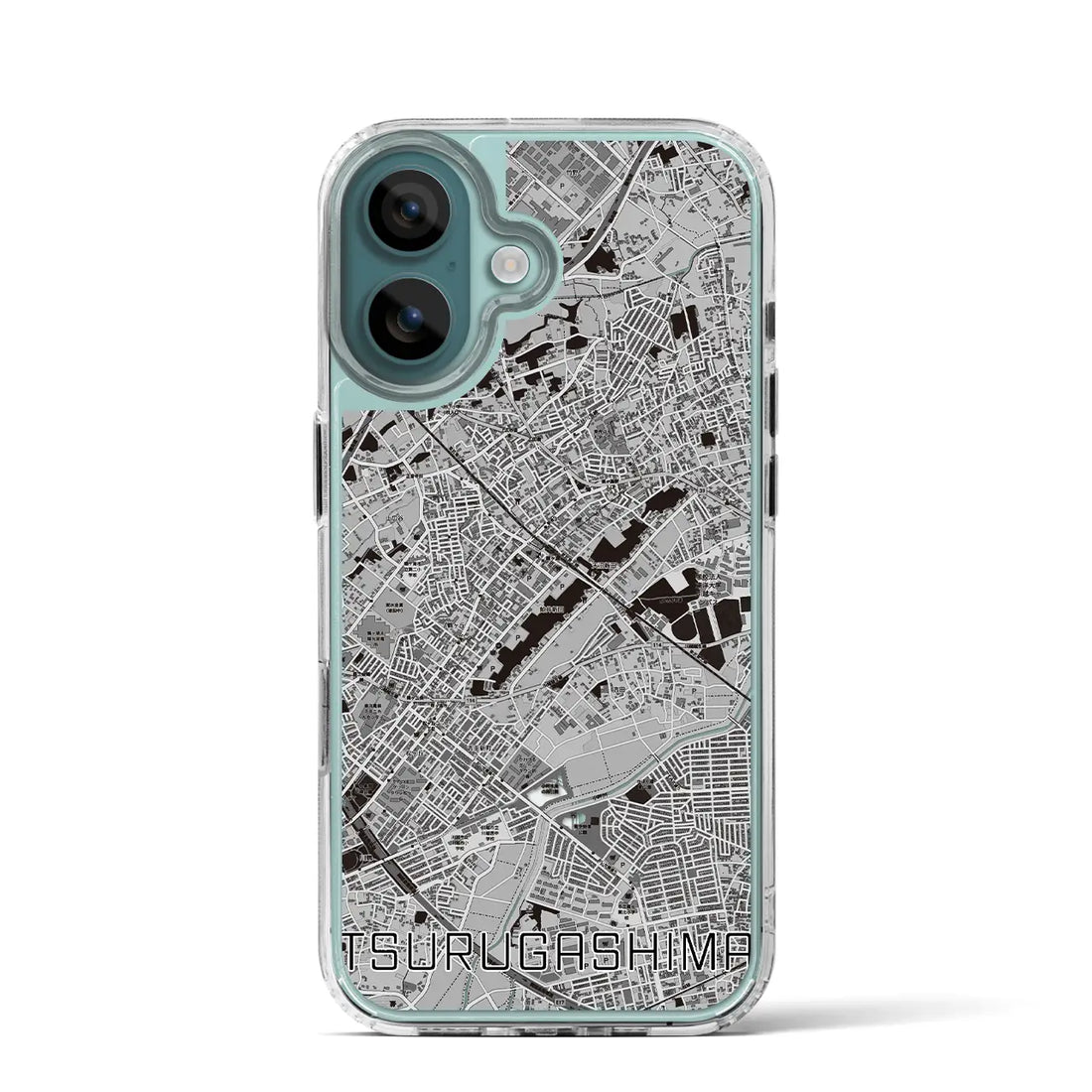 【鶴ヶ島（埼玉県）】地図柄iPhoneケース（MagSafeタイプ）モノトーン・iPhone 16 Pro 用