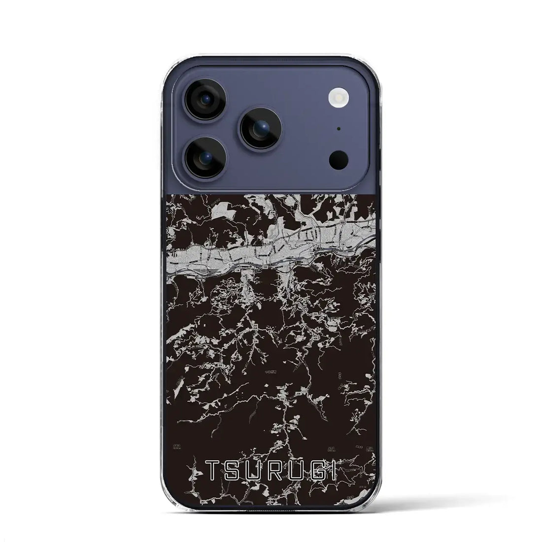 【つるぎ（徳島県）】地図柄iPhoneケース（クリアタイプ）モノトーン・iPhone 17 Pro Max 用