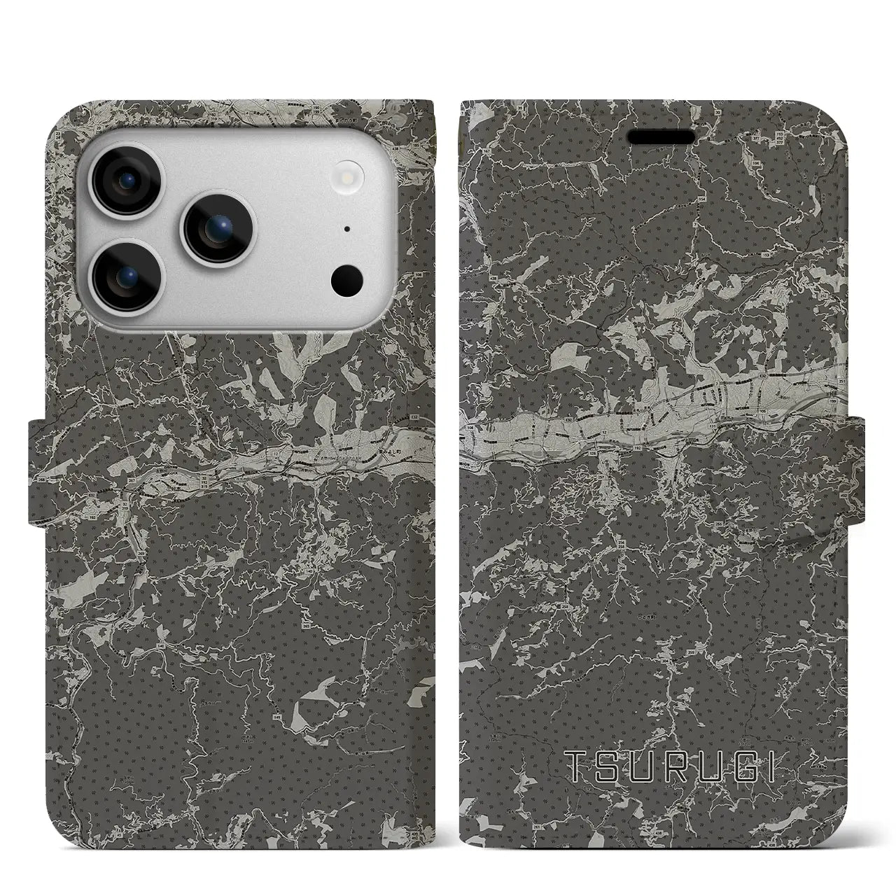 【つるぎ（徳島県）】地図柄iPhoneケース（手帳タイプ）