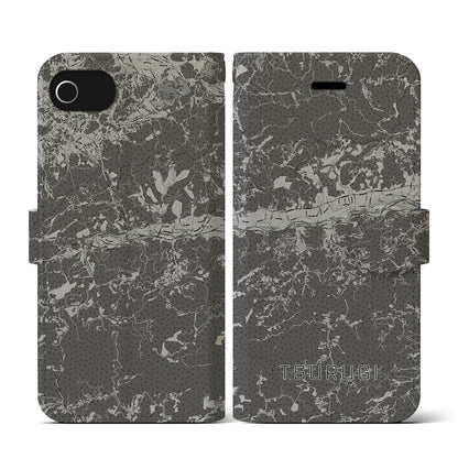 【つるぎ（徳島県）】地図柄iPhoneケース（手帳タイプ）モノトーン・iPhone SE（第3 / 第2世代） / 8 / 7 / 6s / 6 用