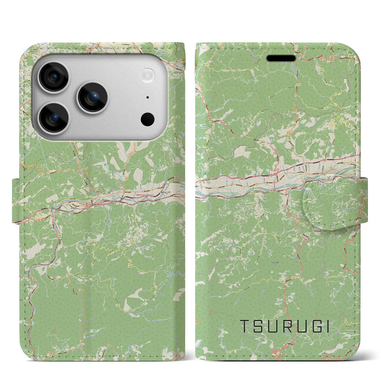【つるぎ（徳島県）】地図柄iPhoneケース（手帳タイプ）