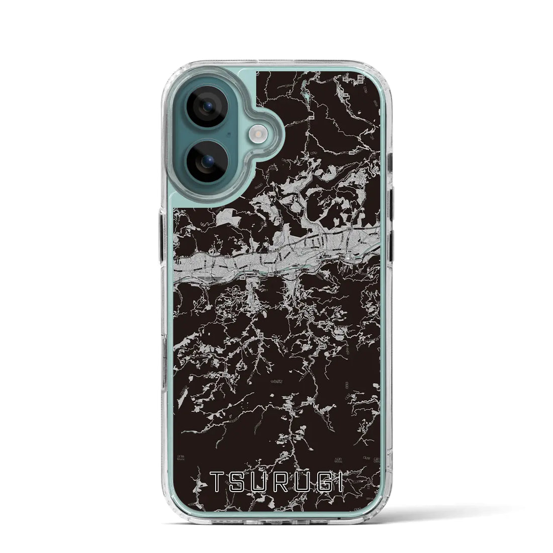 【つるぎ(徳島県)】地図柄iPhoneケース(MagSafeタイプ)モノトーン・iPhone 16 Pro 用