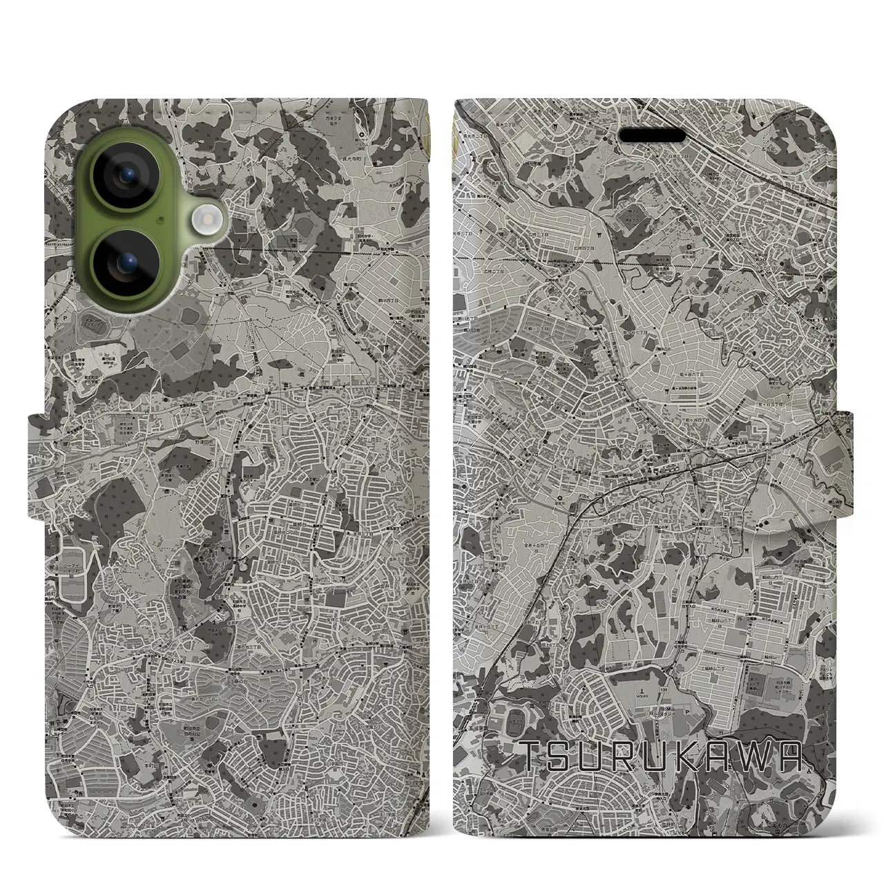 【鶴川（東京都）】地図柄iPhoneケース（手帳タイプ）