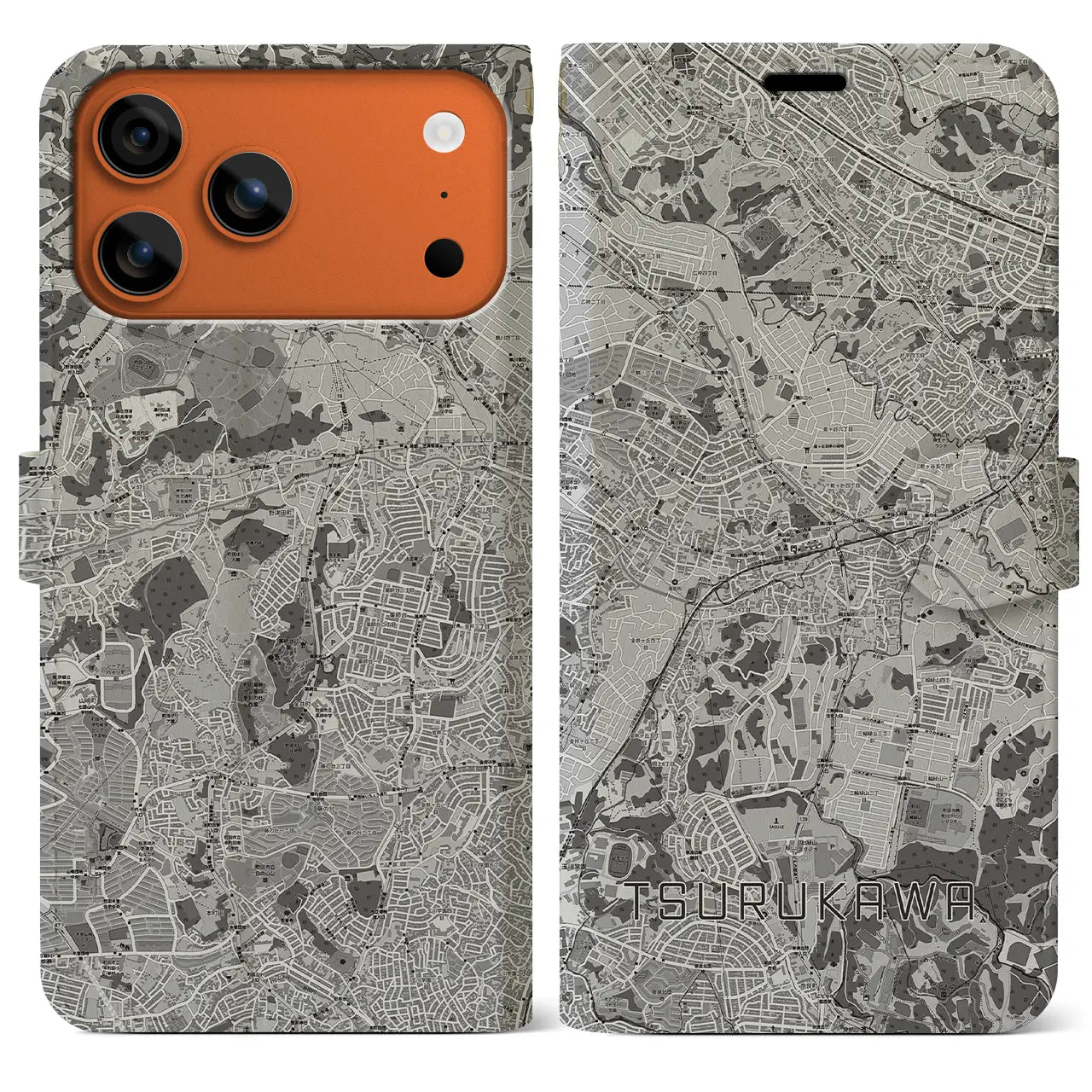 【鶴川（東京都）】地図柄iPhoneケース（手帳タイプ）