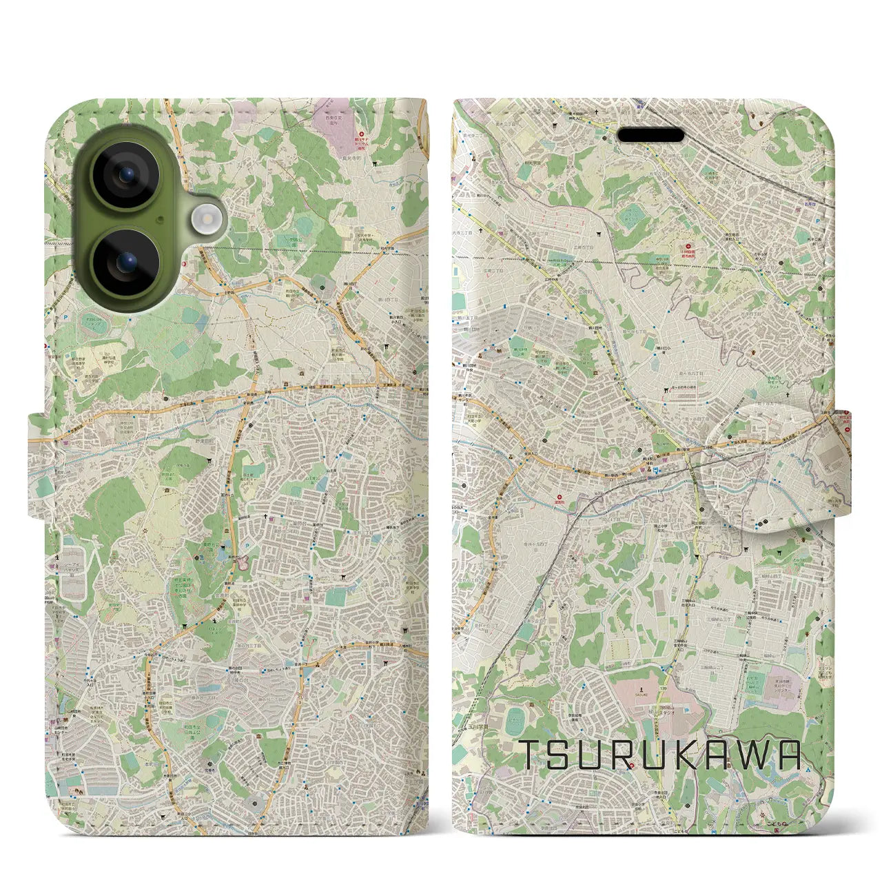 【鶴川（東京都）】地図柄iPhoneケース（手帳タイプ）