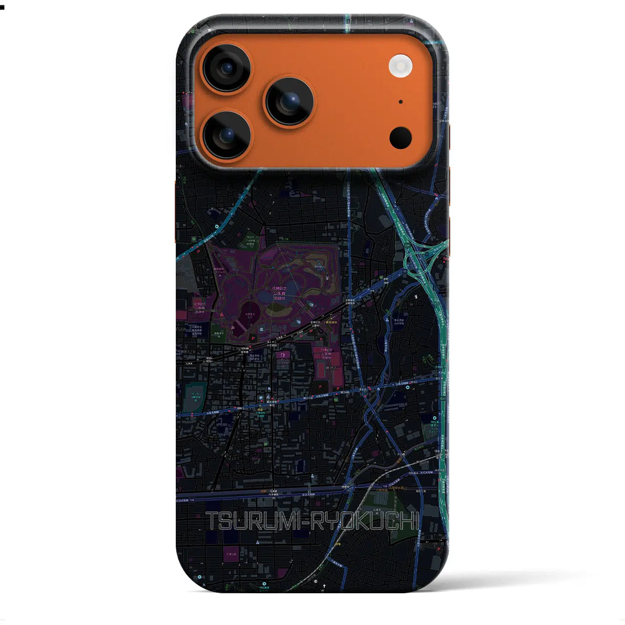 【鶴見緑地（大阪府）】地図柄iPhoneケース（バックカバータイプ）