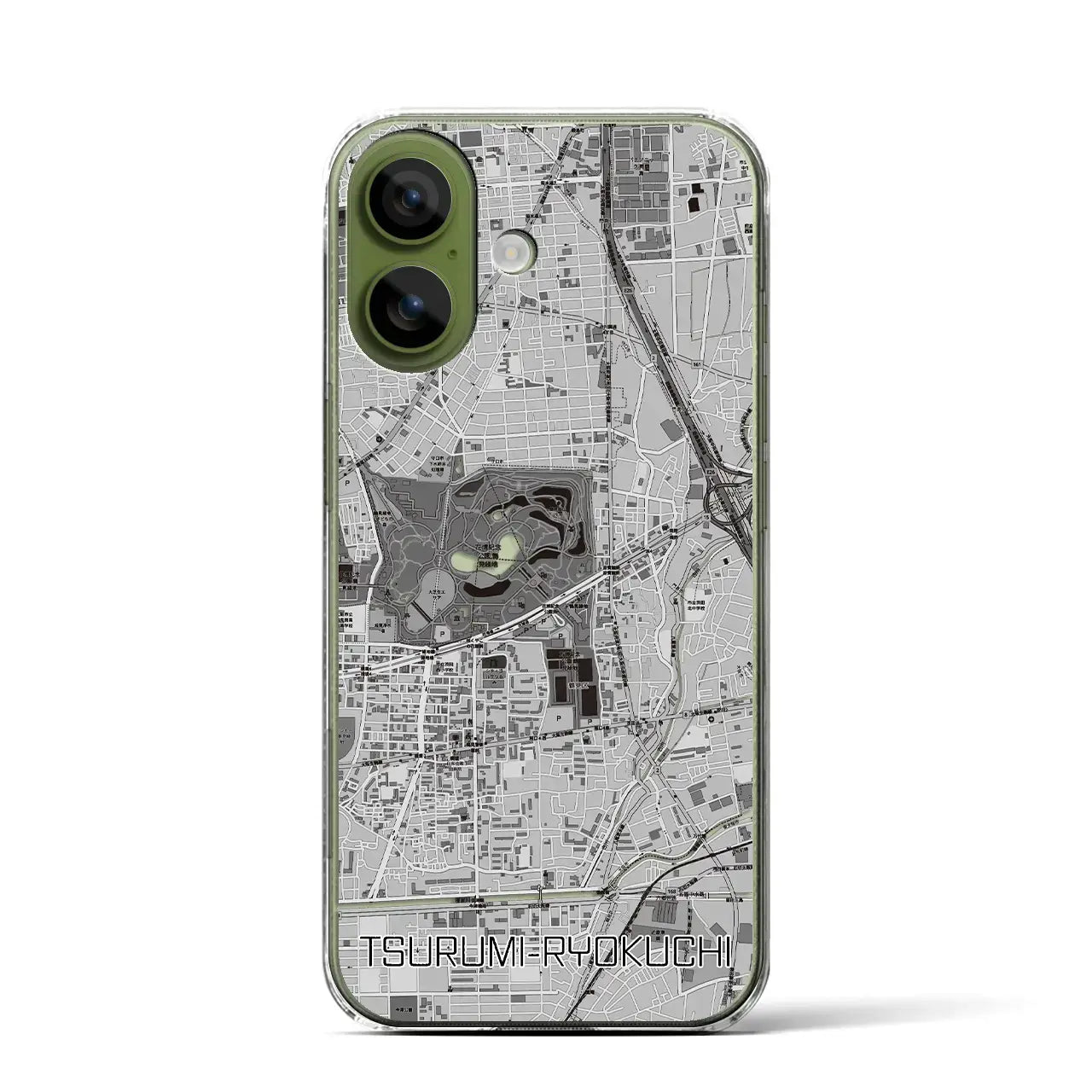 【鶴見緑地（大阪府）】地図柄iPhoneケース（クリアタイプ）