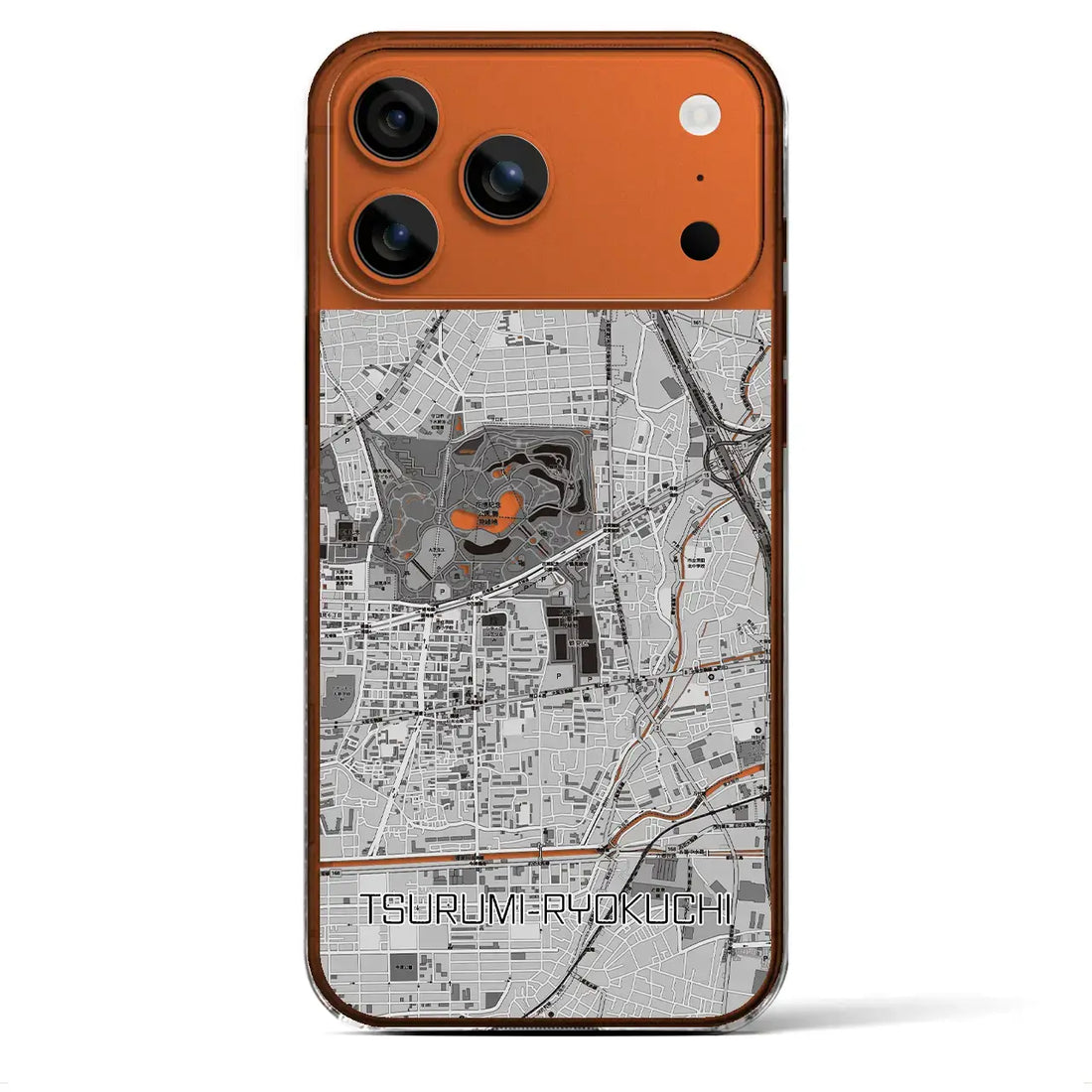 【鶴見緑地（大阪府）】地図柄iPhoneケース（クリアタイプ）