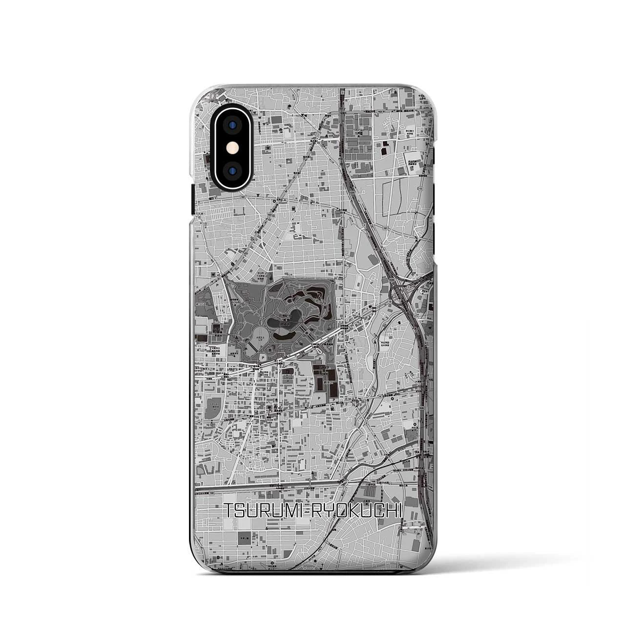 【鶴見緑地（大阪府）】地図柄iPhoneケース（クリアタイプ）モノトーン・iPhone XS / X 用