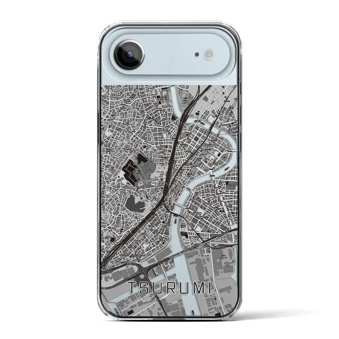 【鶴見（神奈川県）】地図柄iPhoneケース（クリアタイプ）モノトーン・iPhone 17 Pro Max 用