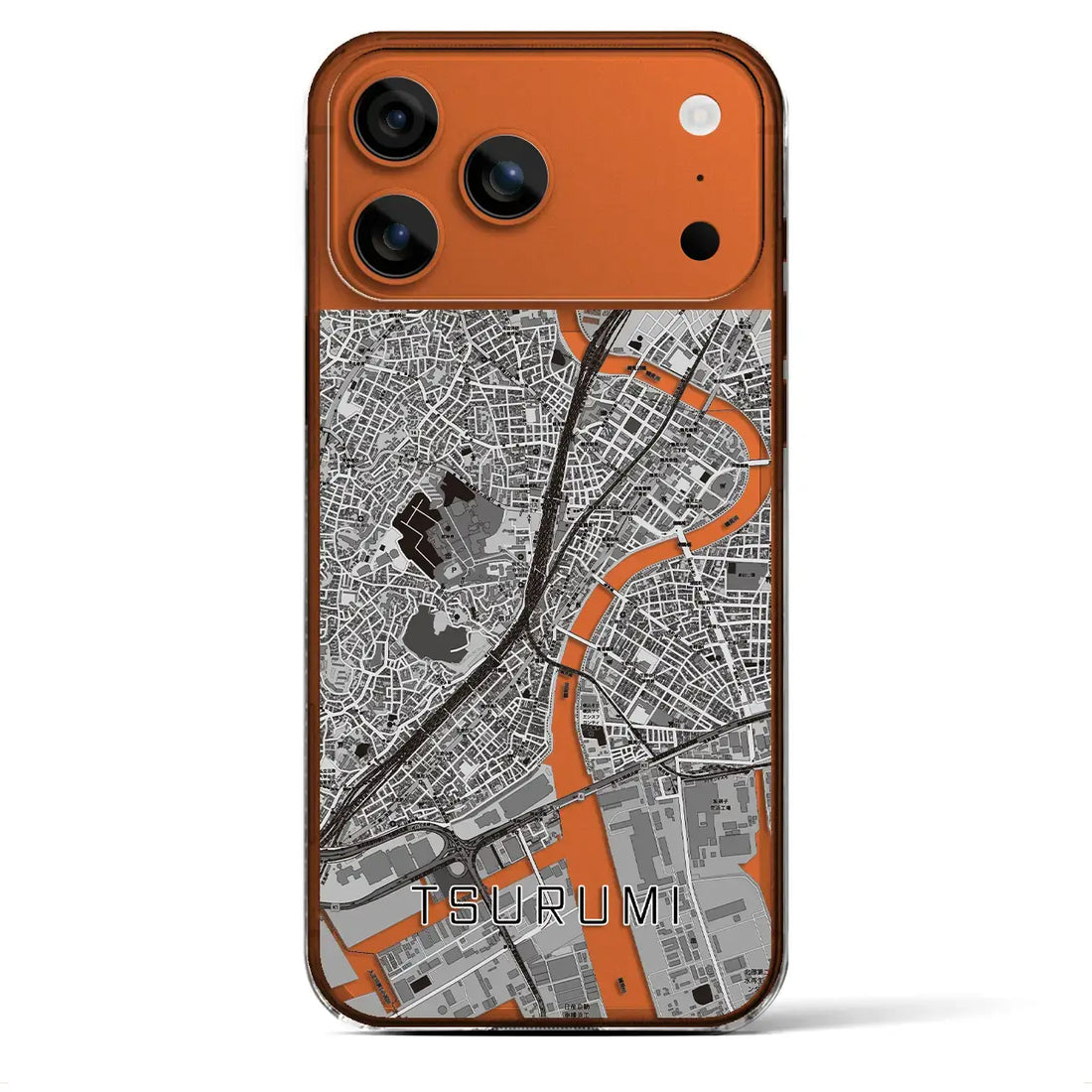 【鶴見(神奈川県)】地図柄iPhoneケース(クリアタイプ)モノトーン・iPhone 17 Pro Max 用