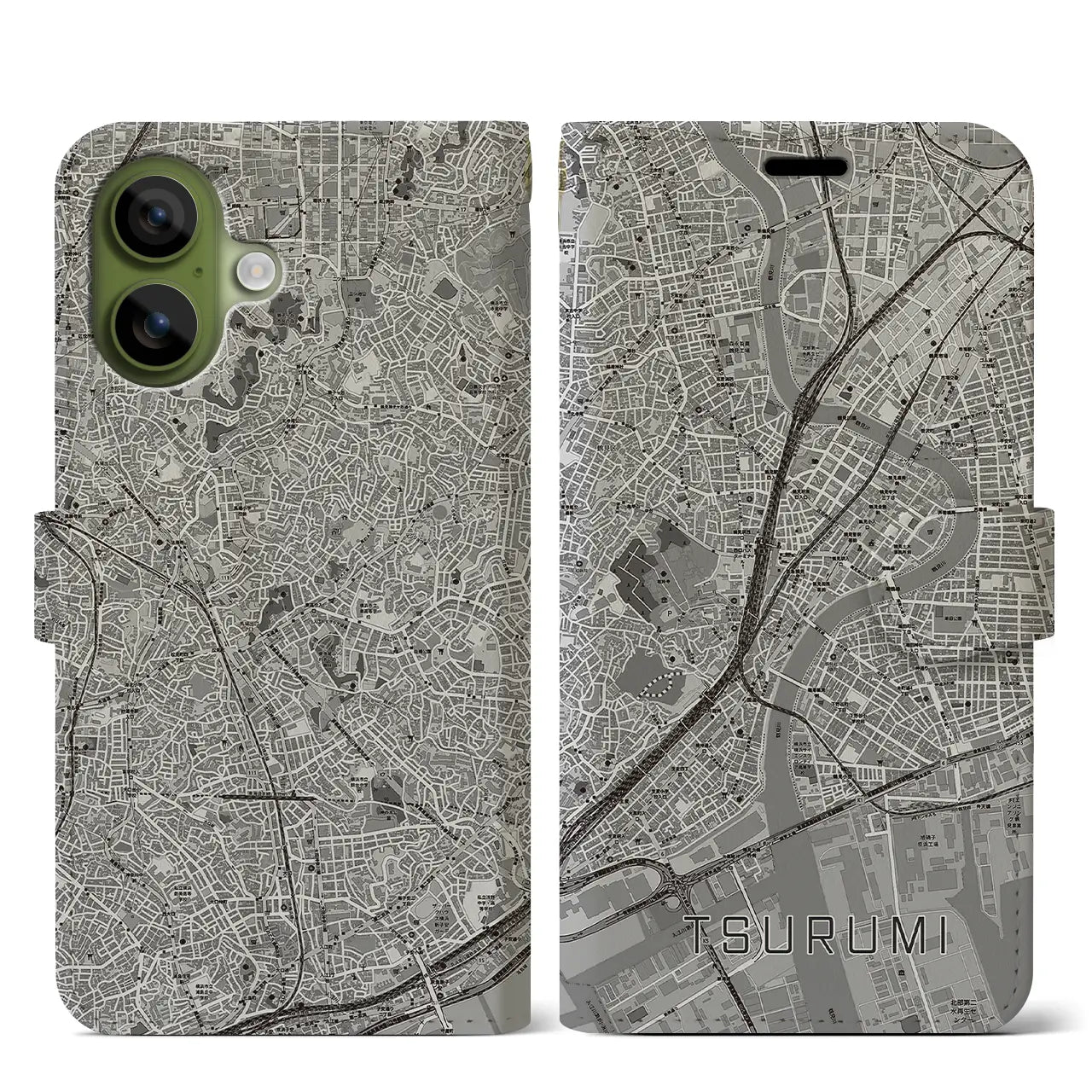 【鶴見（神奈川県）】地図柄iPhoneケース（手帳タイプ）