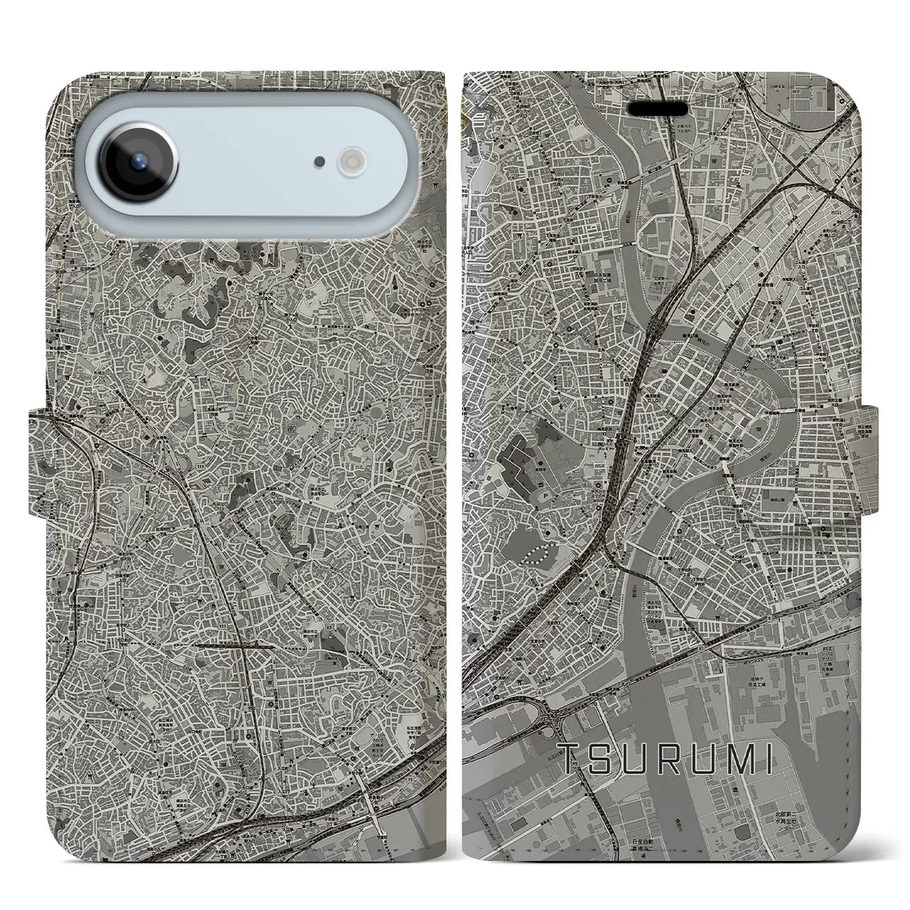 【鶴見（神奈川県）】地図柄iPhoneケース（手帳タイプ）