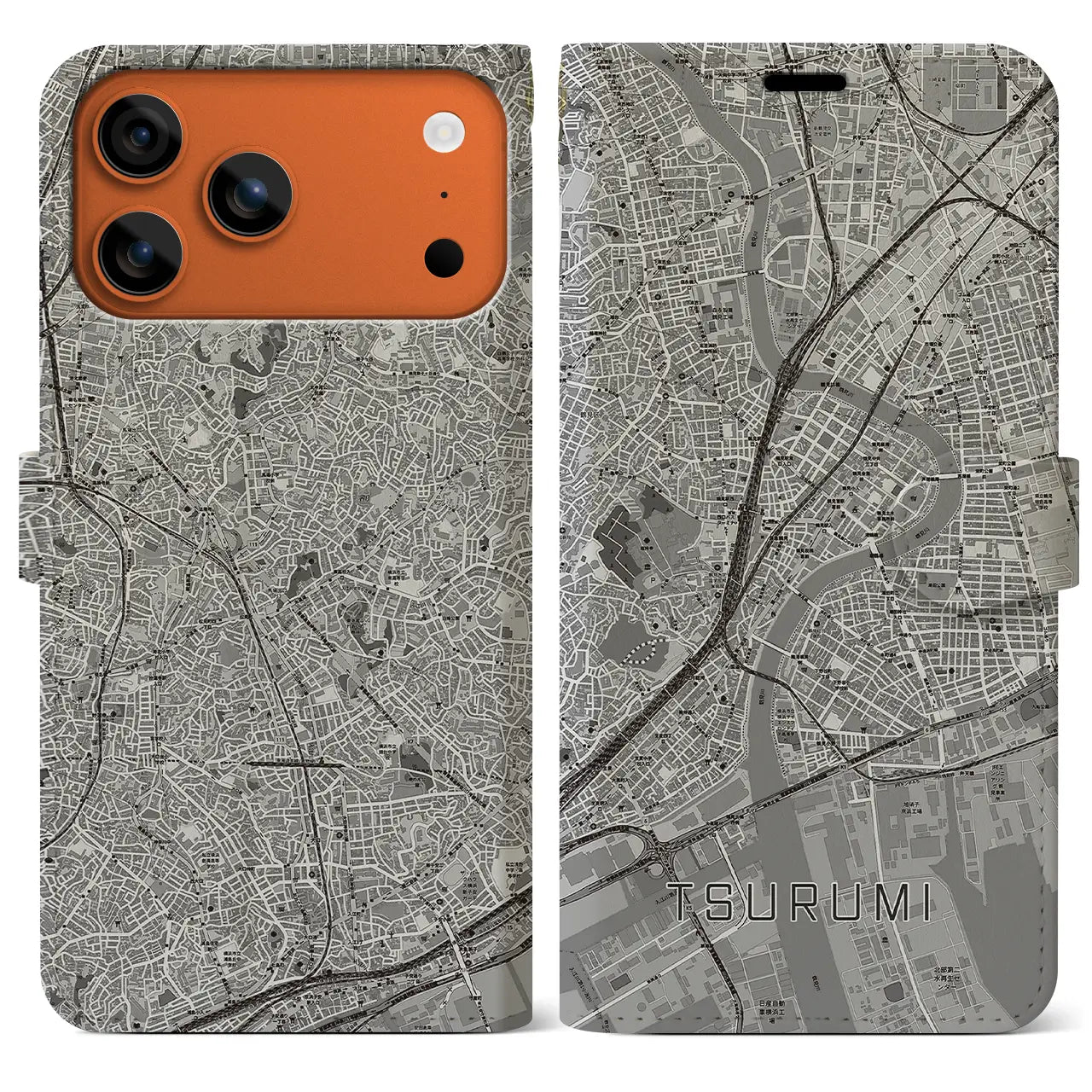 【鶴見（神奈川県）】地図柄iPhoneケース（手帳タイプ）