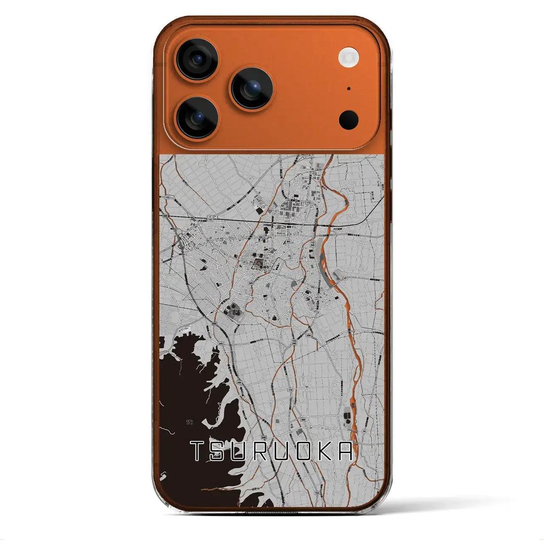 【鶴岡（山形県）】地図柄iPhoneケース（クリアタイプ）モノトーン・iPhone 17 Pro Max 用
