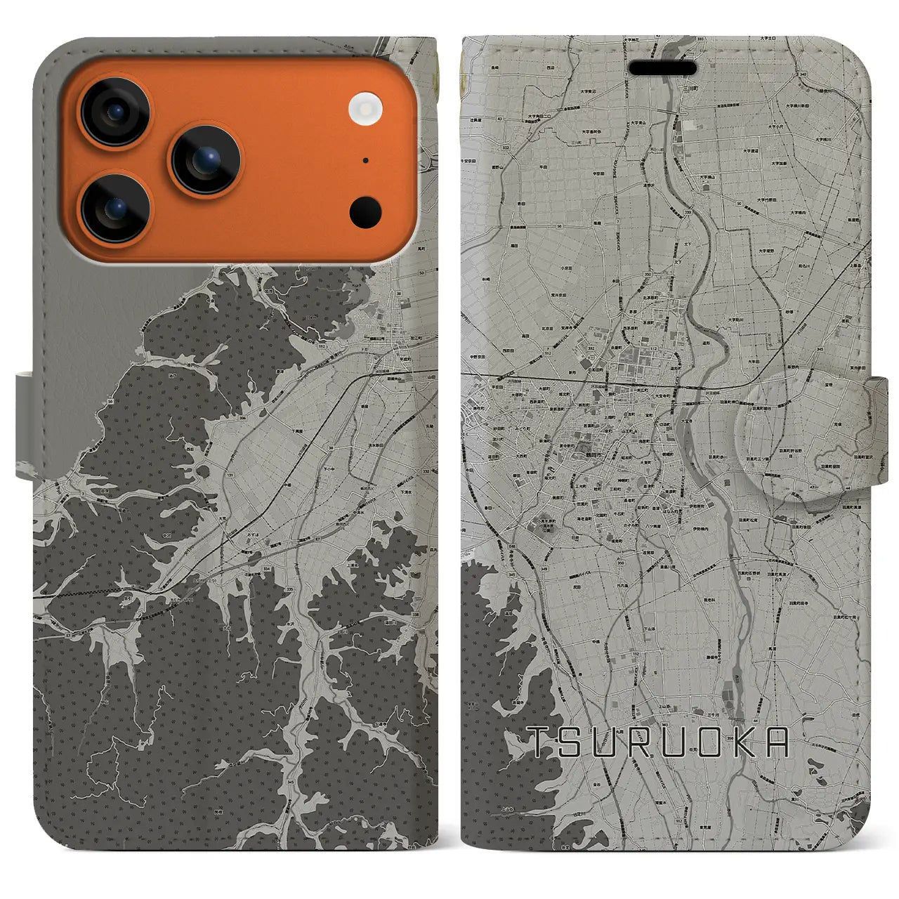 【鶴岡（山形県）】地図柄iPhoneケース（手帳タイプ）