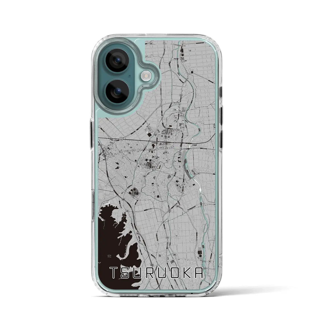 【鶴岡(山形県)】地図柄iPhoneケース(MagSafeタイプ)モノトーン・iPhone 16 Pro 用