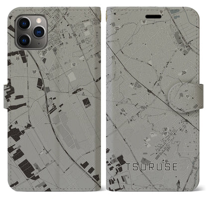 【鶴瀬（埼玉県）】地図柄iPhoneケース（手帳タイプ）モノトーン・iPhone 11 Pro Max 用