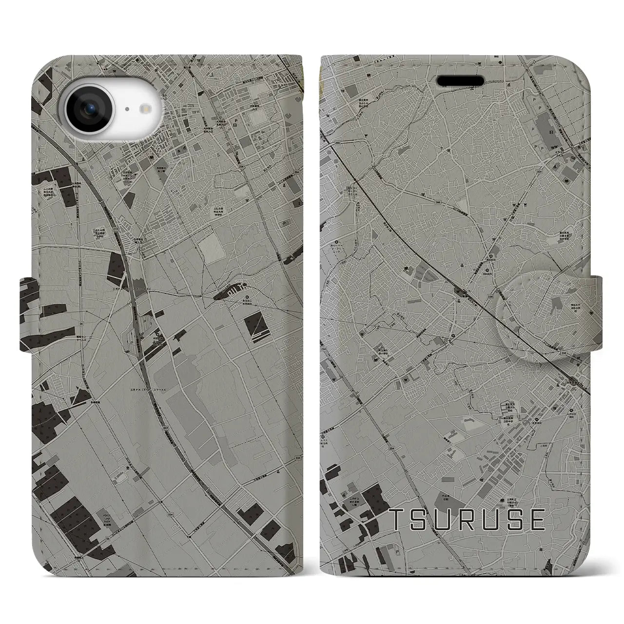 【鶴瀬（埼玉県）】地図柄iPhoneケース（手帳タイプ）