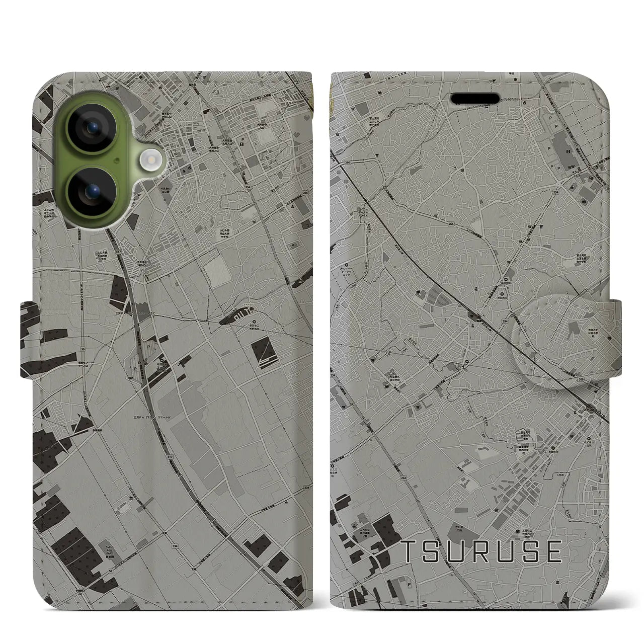 【鶴瀬（埼玉県）】地図柄iPhoneケース（手帳タイプ）