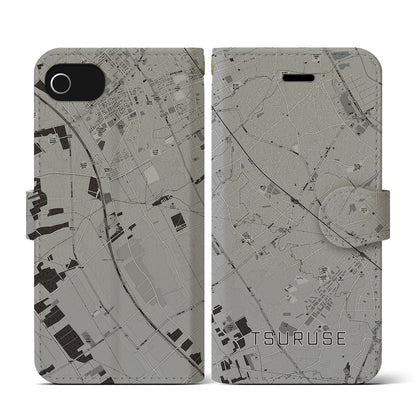 【鶴瀬（埼玉県）】地図柄iPhoneケース（手帳タイプ）モノトーン・iPhone SE（第3 / 第2世代） / 8 / 7 / 6s / 6 用