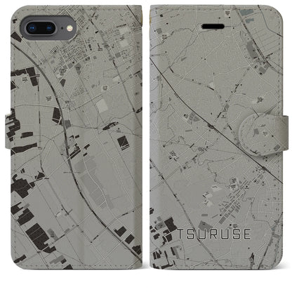 【鶴瀬（埼玉県）】地図柄iPhoneケース（手帳タイプ）モノトーン・iPhone 8Plus /7Plus / 6sPlus / 6Plus 用