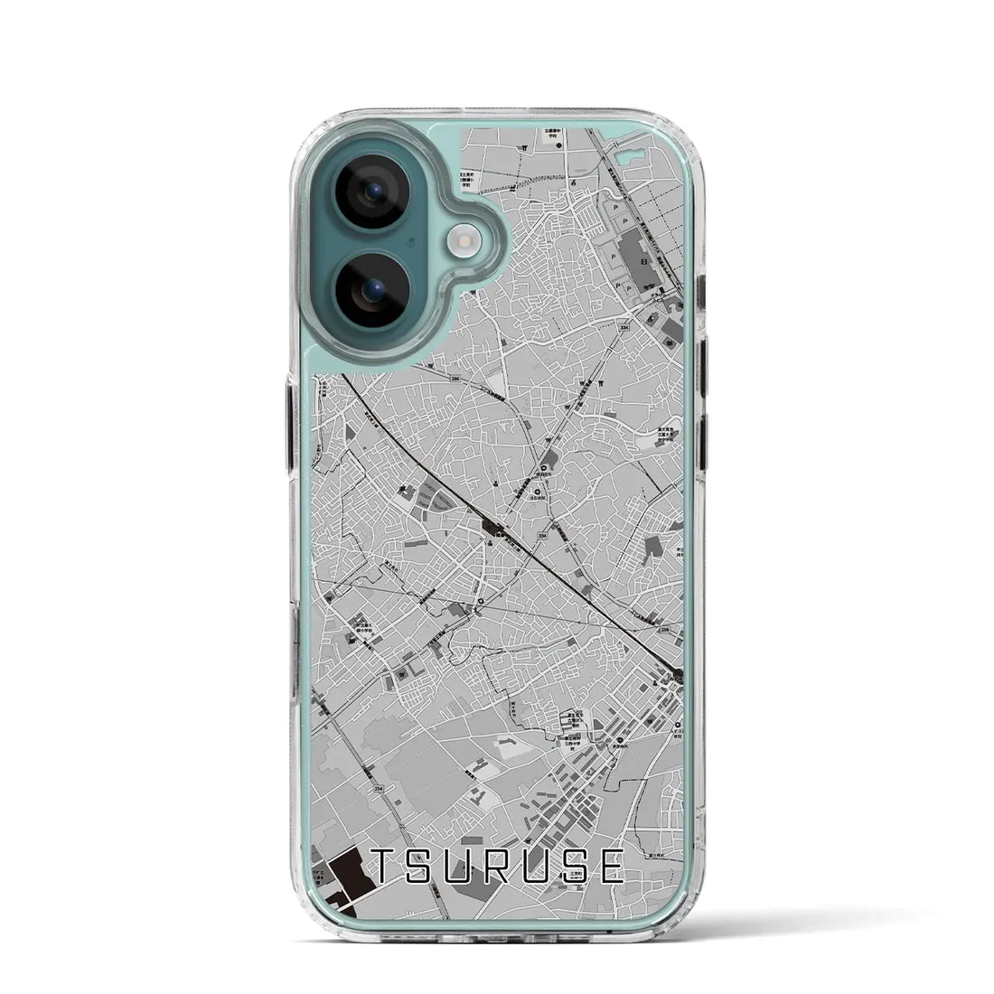 【鶴瀬（埼玉県）】地図柄iPhoneケース（MagSafeタイプ）モノトーン・iPhone 16 Pro 用