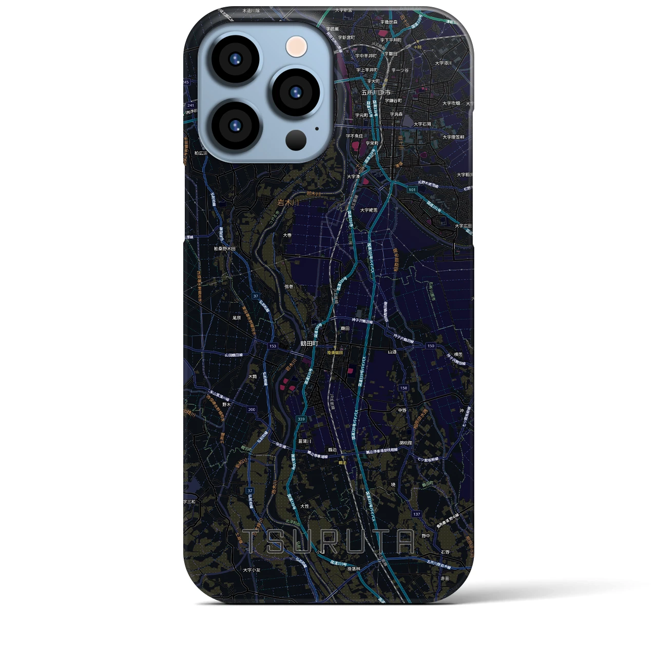 【鶴田（青森県）】地図柄iPhoneケース（バックカバータイプ）
