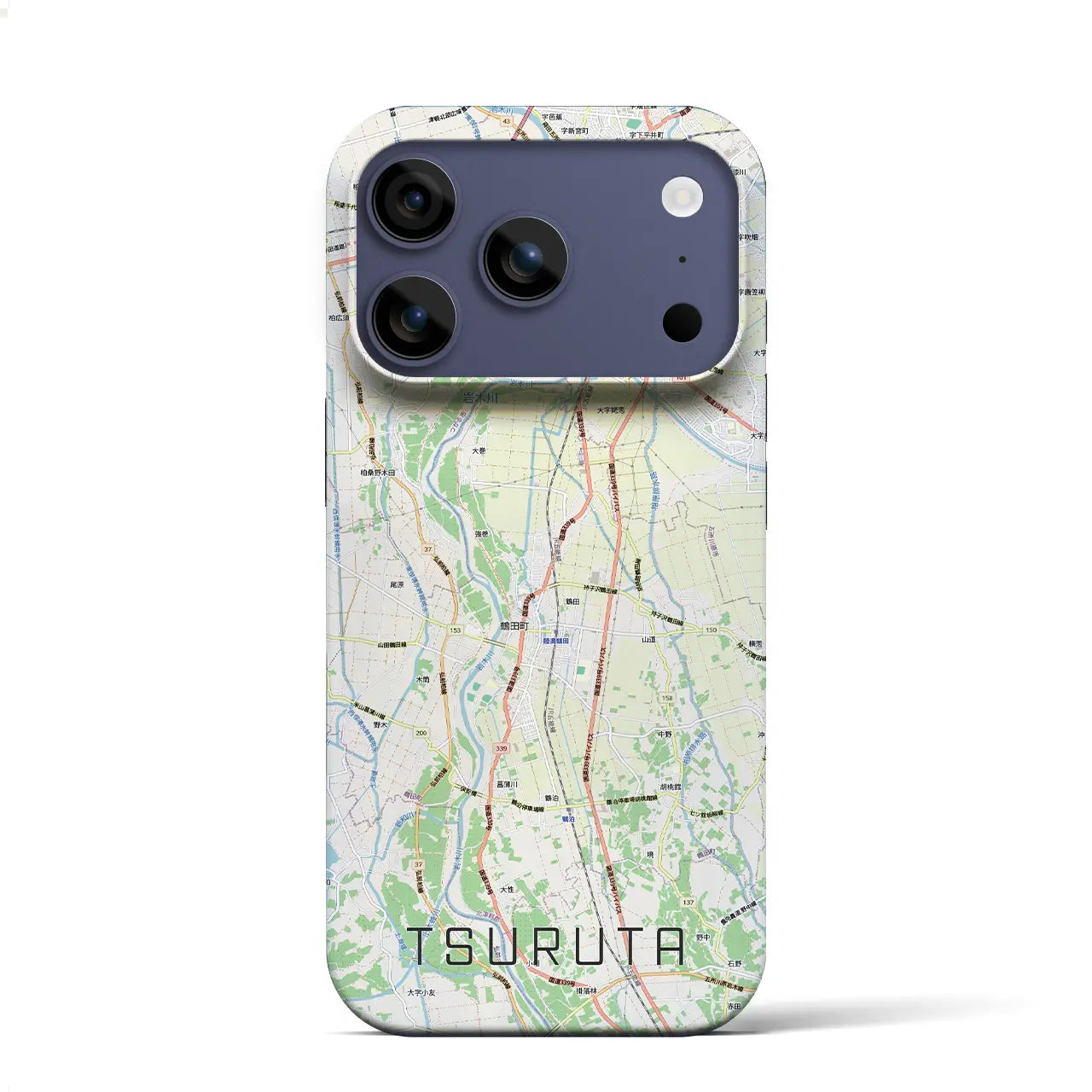 【鶴田（青森県）】地図柄iPhoneケース（バックカバータイプ）ナチュラル・iPhone 17 Pro Max 用