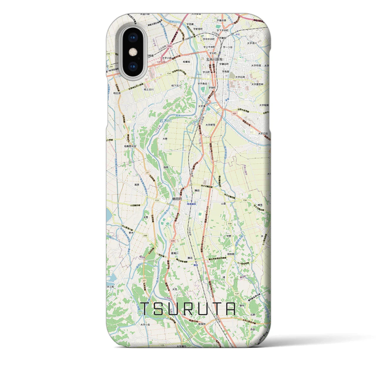 【鶴田（青森県）】地図柄iPhoneケース（バックカバータイプ）