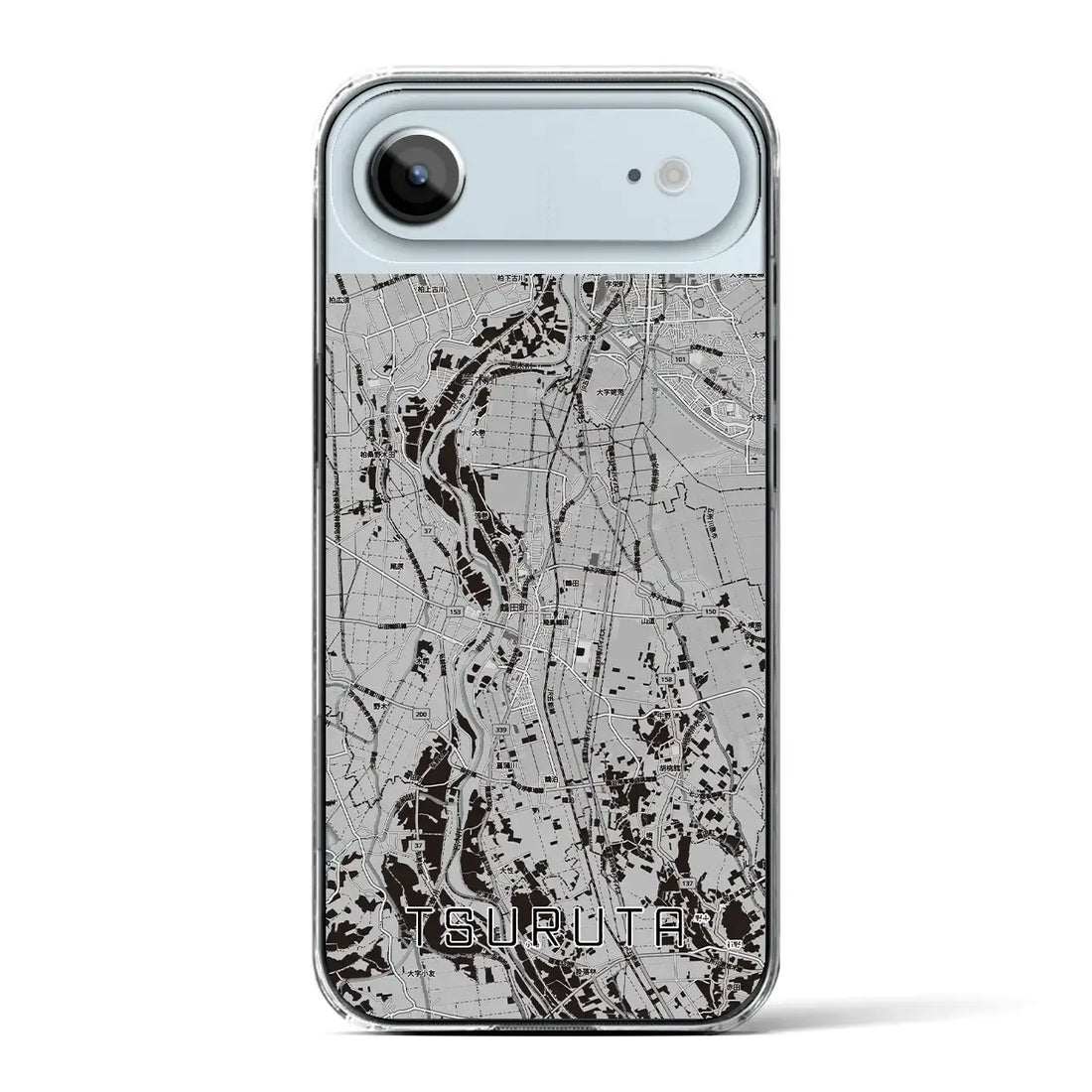 【鶴田(青森県)】地図柄iPhoneケース(クリアタイプ)モノトーン・iPhone 17 Pro Max 用