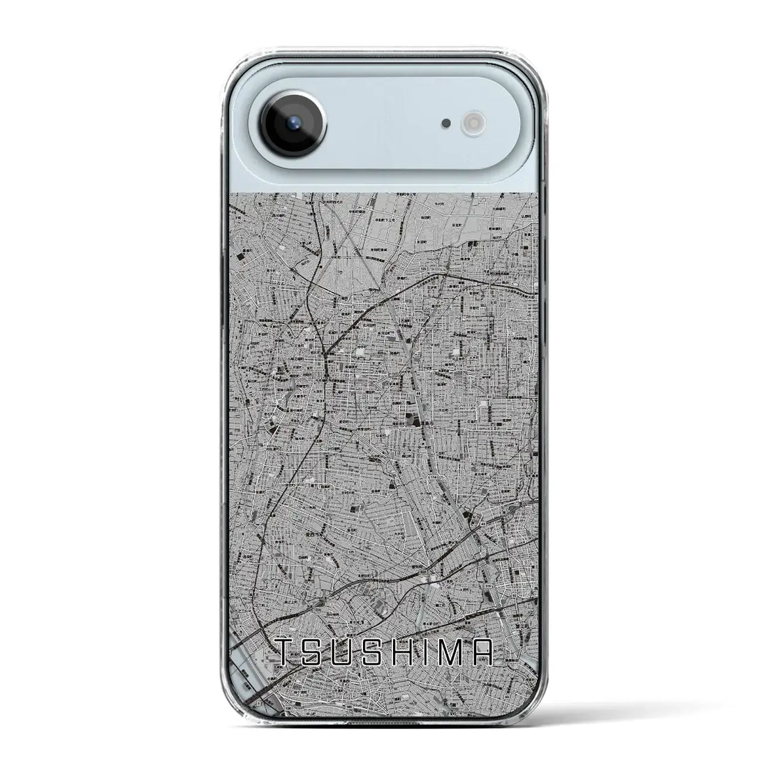 【津島（愛知県）】地図柄iPhoneケース（クリアタイプ）モノトーン・iPhone 17 Pro Max 用