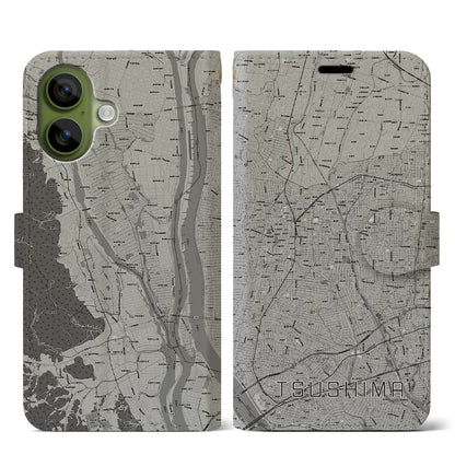 【津島（愛知県）】地図柄iPhoneケース（手帳タイプ）