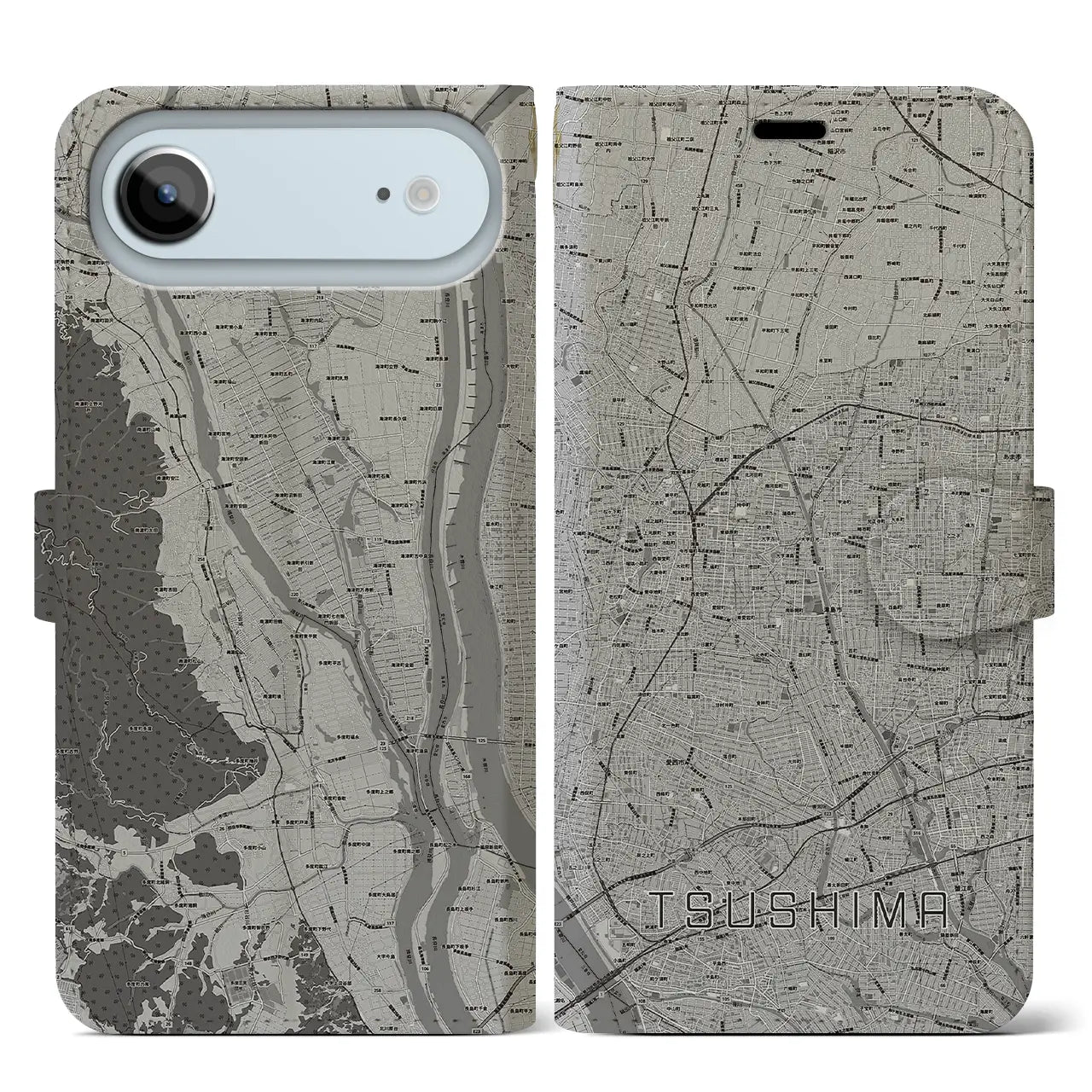 【津島（愛知県）】地図柄iPhoneケース（手帳タイプ）