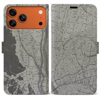 【津島（愛知県）】地図柄iPhoneケース（手帳タイプ）