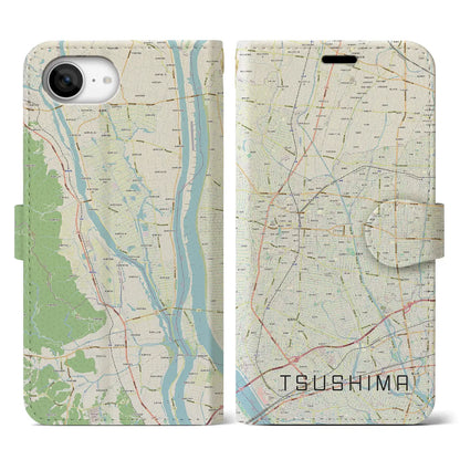 【津島（愛知県）】地図柄iPhoneケース（手帳タイプ）