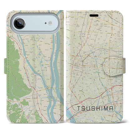 【津島（愛知県）】地図柄iPhoneケース（手帳タイプ）