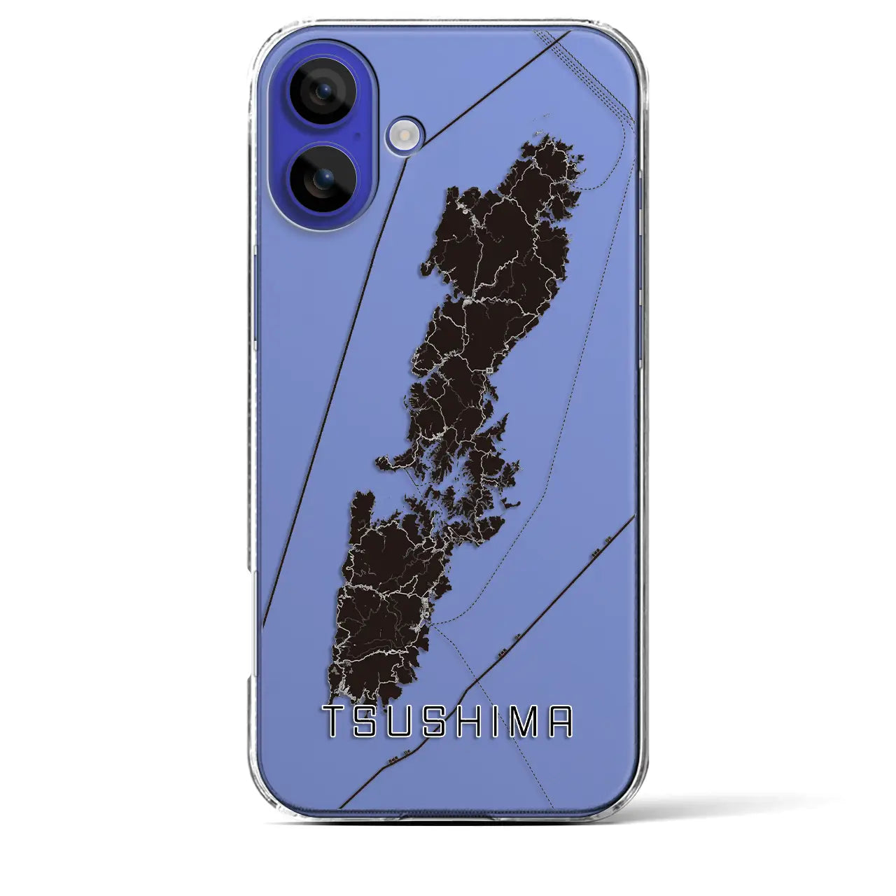 【対馬（長崎県）】地図柄iPhoneケース（クリアタイプ）モノトーン・iPhone 16 Pro Max 用