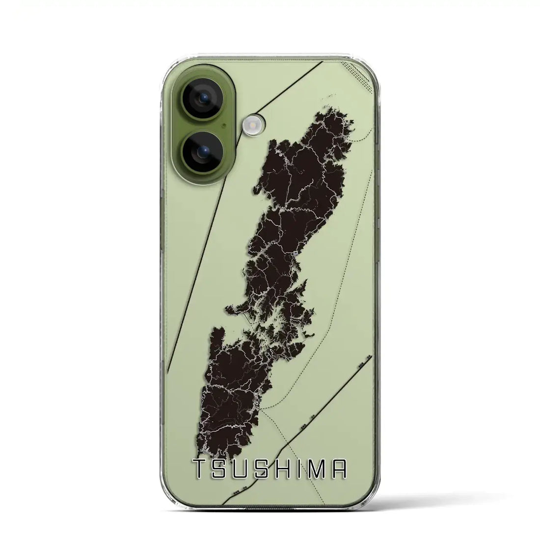 【対馬(長崎県)】地図柄iPhoneケース(クリアタイプ)モノトーン・iPhone 17 Pro Max 用