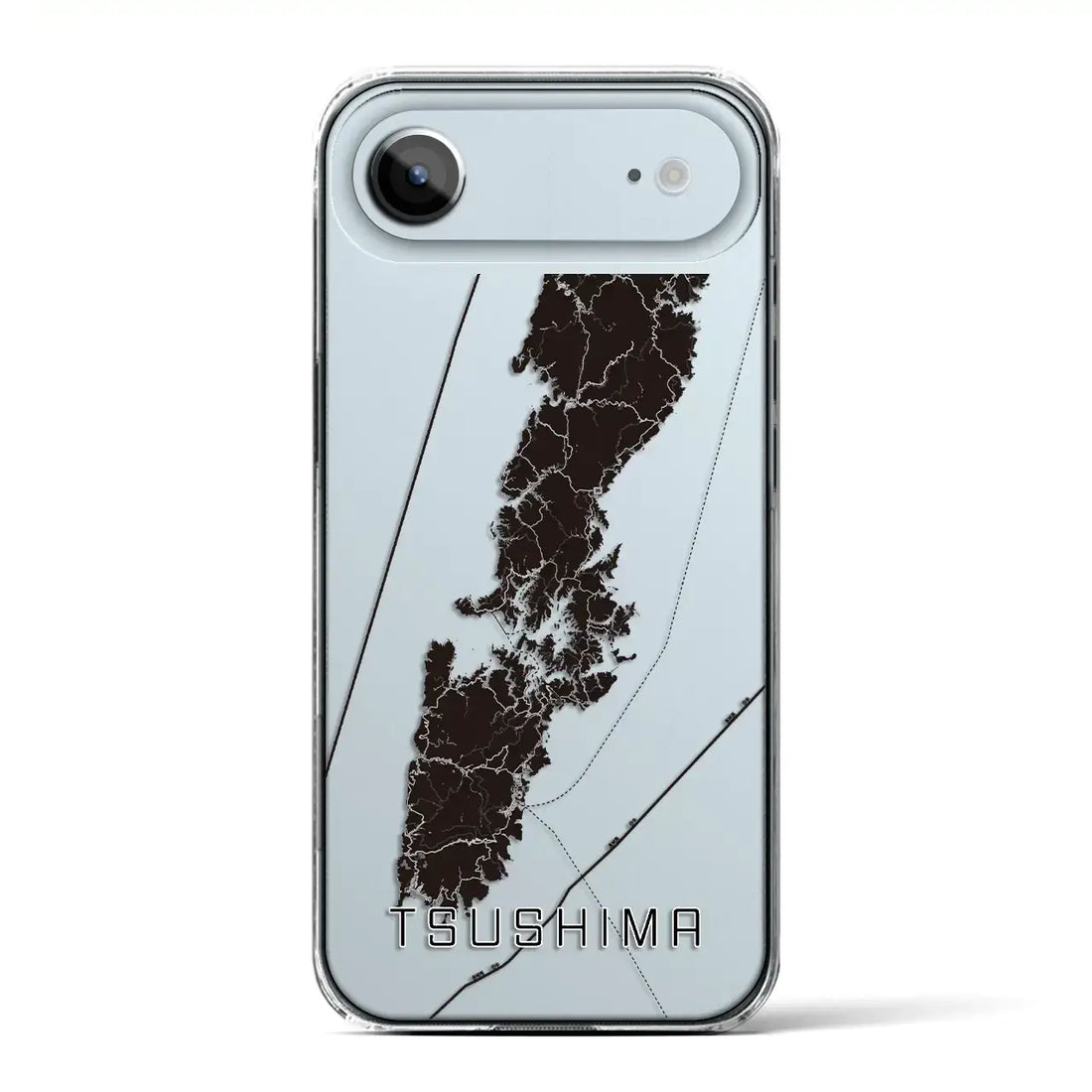 【対馬（長崎県）】地図柄iPhoneケース（クリアタイプ）モノトーン・iPhone 17 Pro Max 用