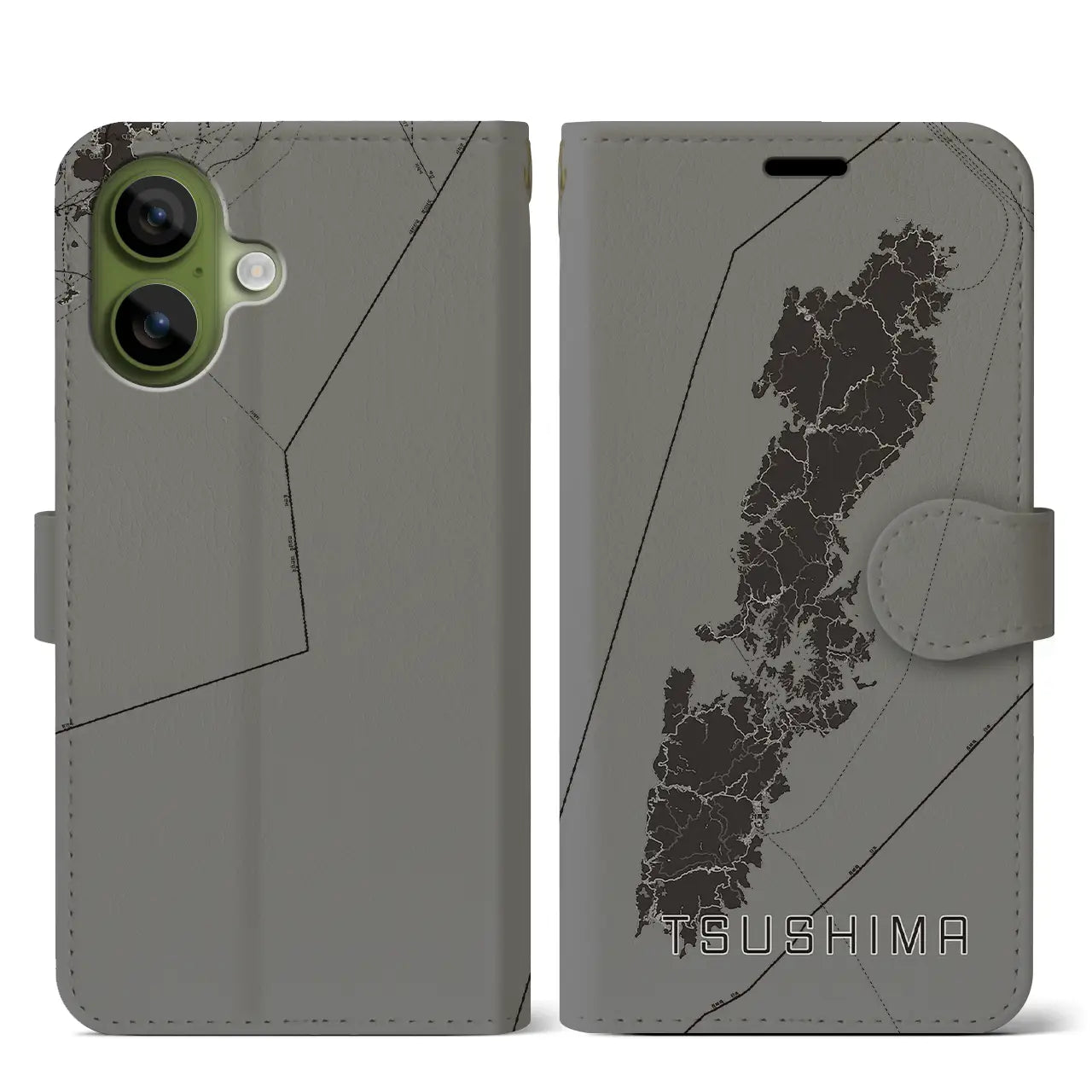 【対馬（長崎県）】地図柄iPhoneケース（手帳タイプ）