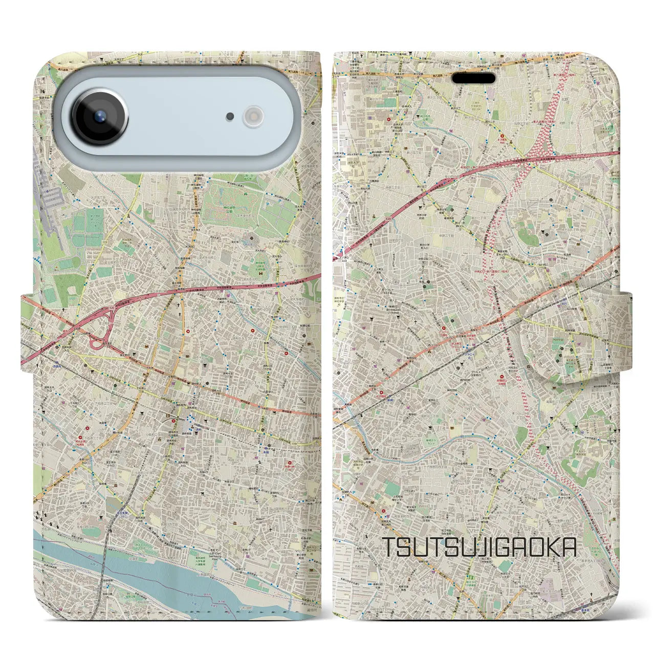 【つつじヶ丘（東京都）】地図柄iPhoneケース（手帳タイプ）