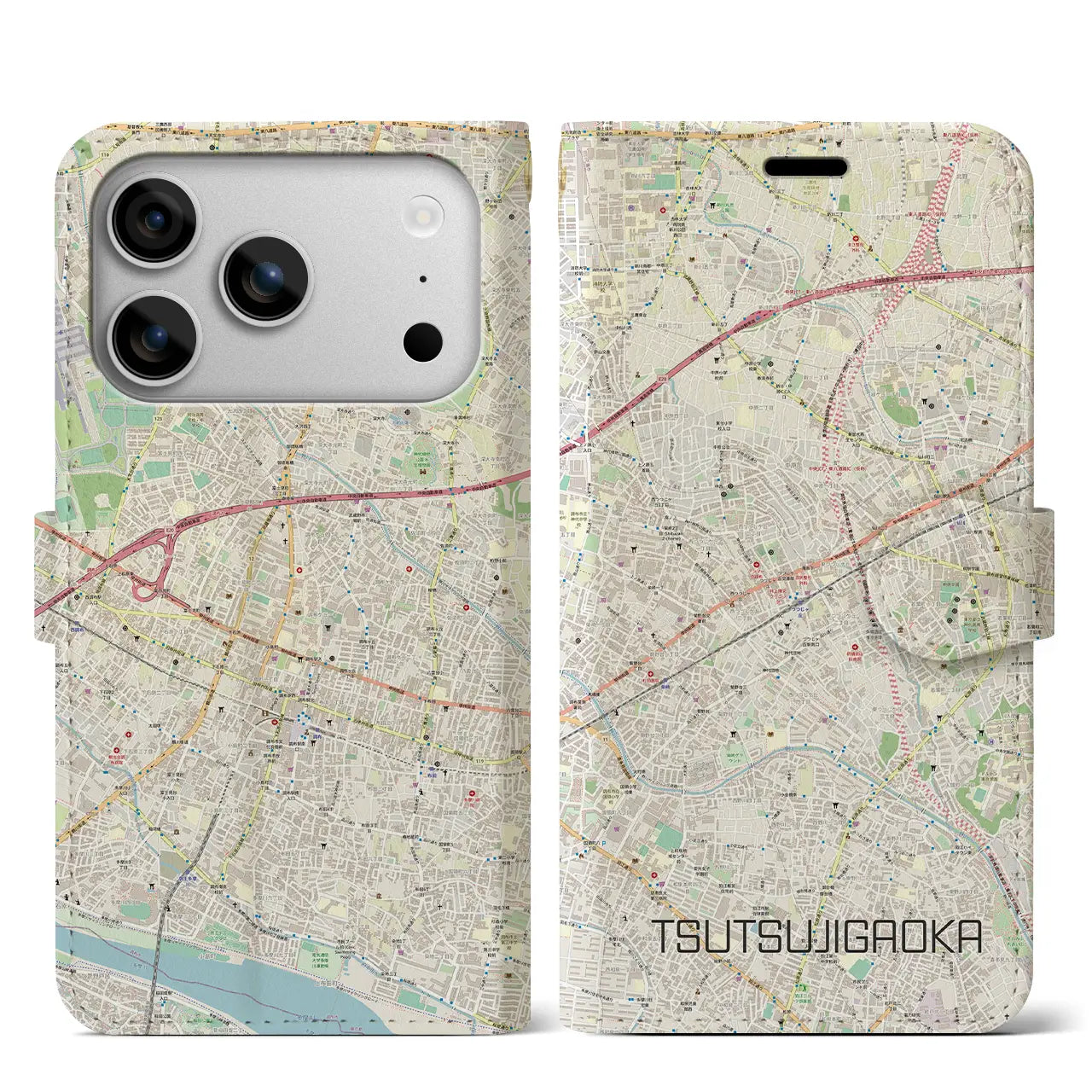 【つつじヶ丘（東京都）】地図柄iPhoneケース（手帳タイプ）