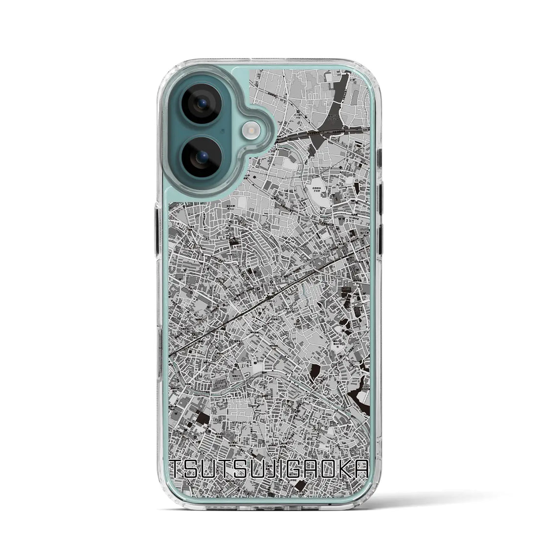 【つつじヶ丘（東京都）】地図柄iPhoneケース（MagSafeタイプ）モノトーン・iPhone 16 Pro 用