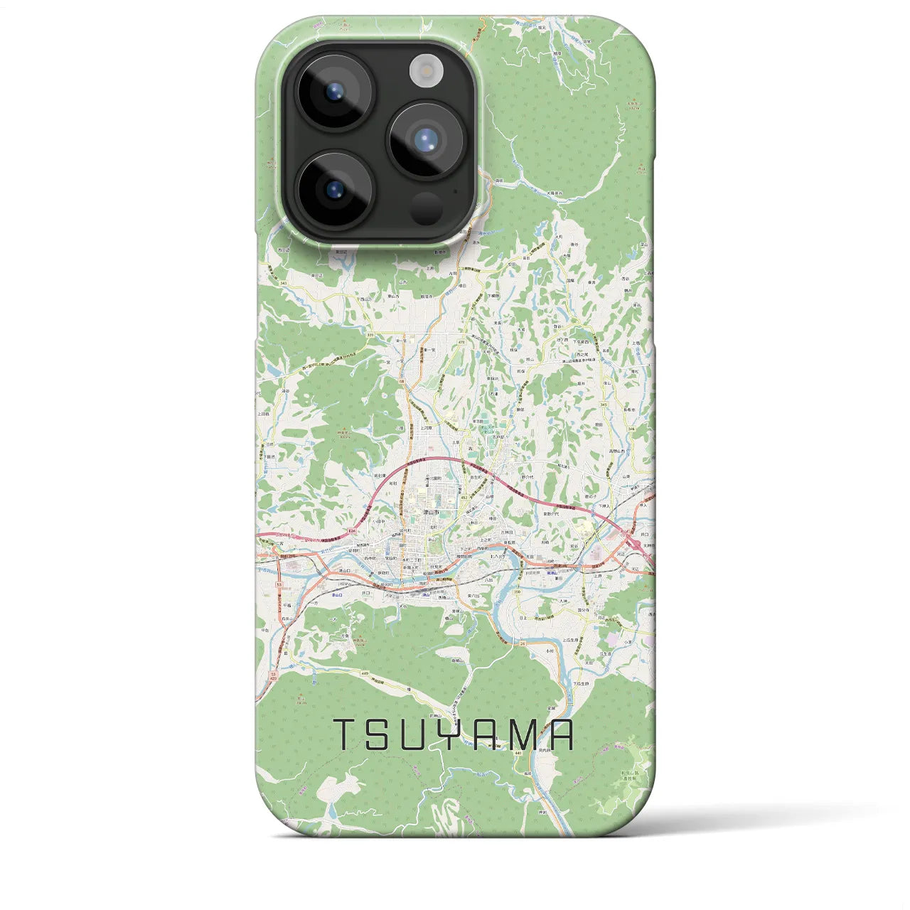 【津山（岡山県）】地図柄iPhoneケース（バックカバータイプ）