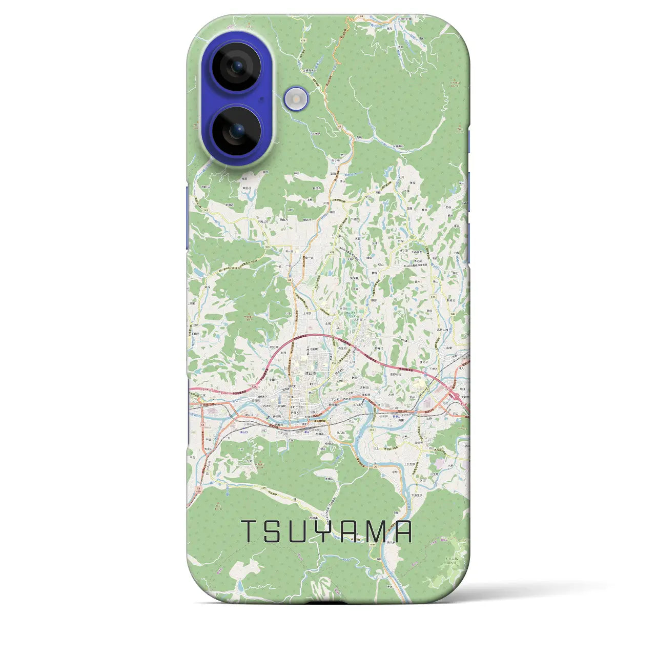 【津山（岡山県）】地図柄iPhoneケース（バックカバータイプ）ナチュラル・iPhone 16 Pro Max 用