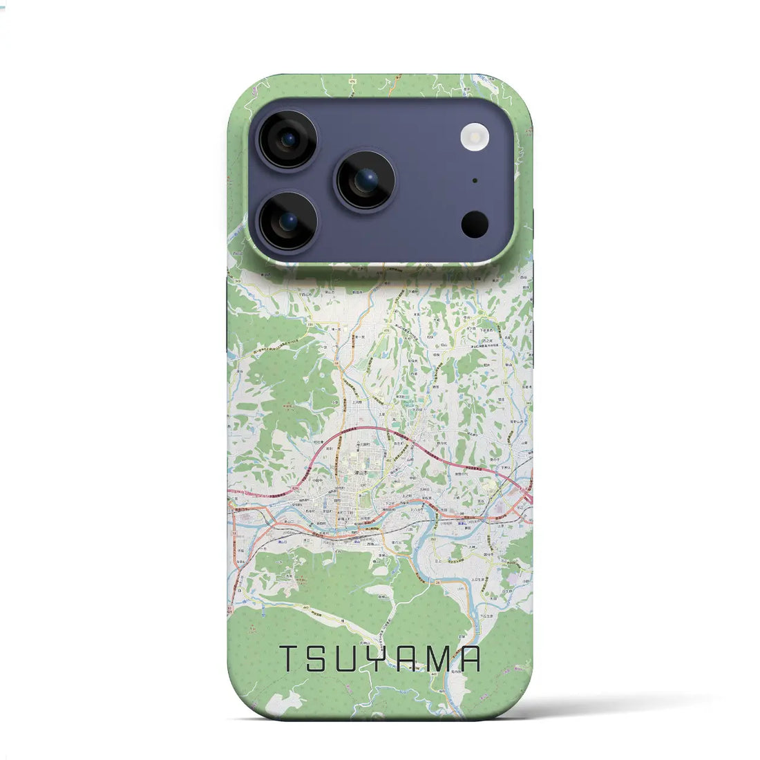 【津山(岡山県)】地図柄iPhoneケース(バックカバータイプ)ブラック・iPhone 17 Pro Max 用