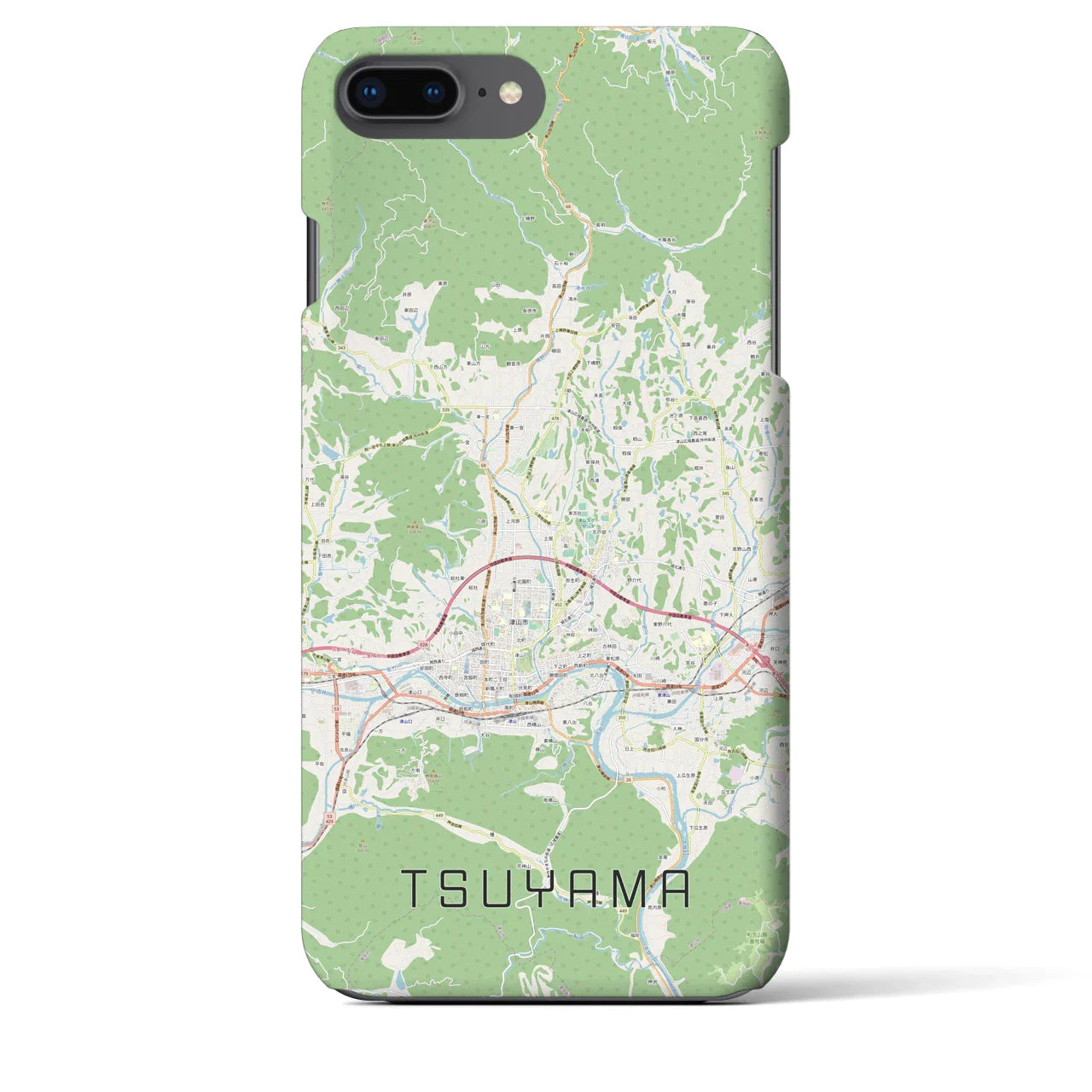 【津山（岡山県）】地図柄iPhoneケース（バックカバータイプ）