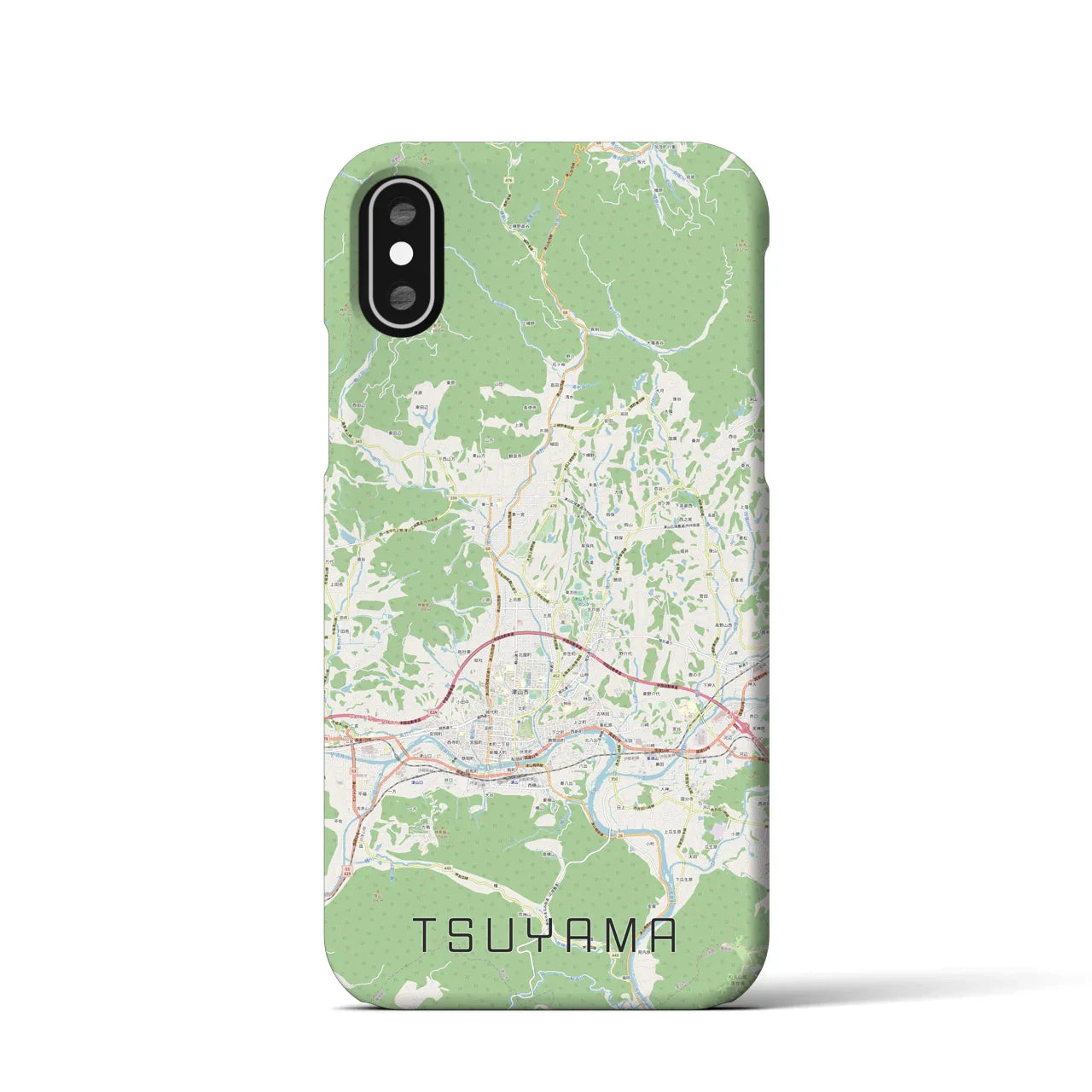 【津山（岡山県）】地図柄iPhoneケース（バックカバータイプ）